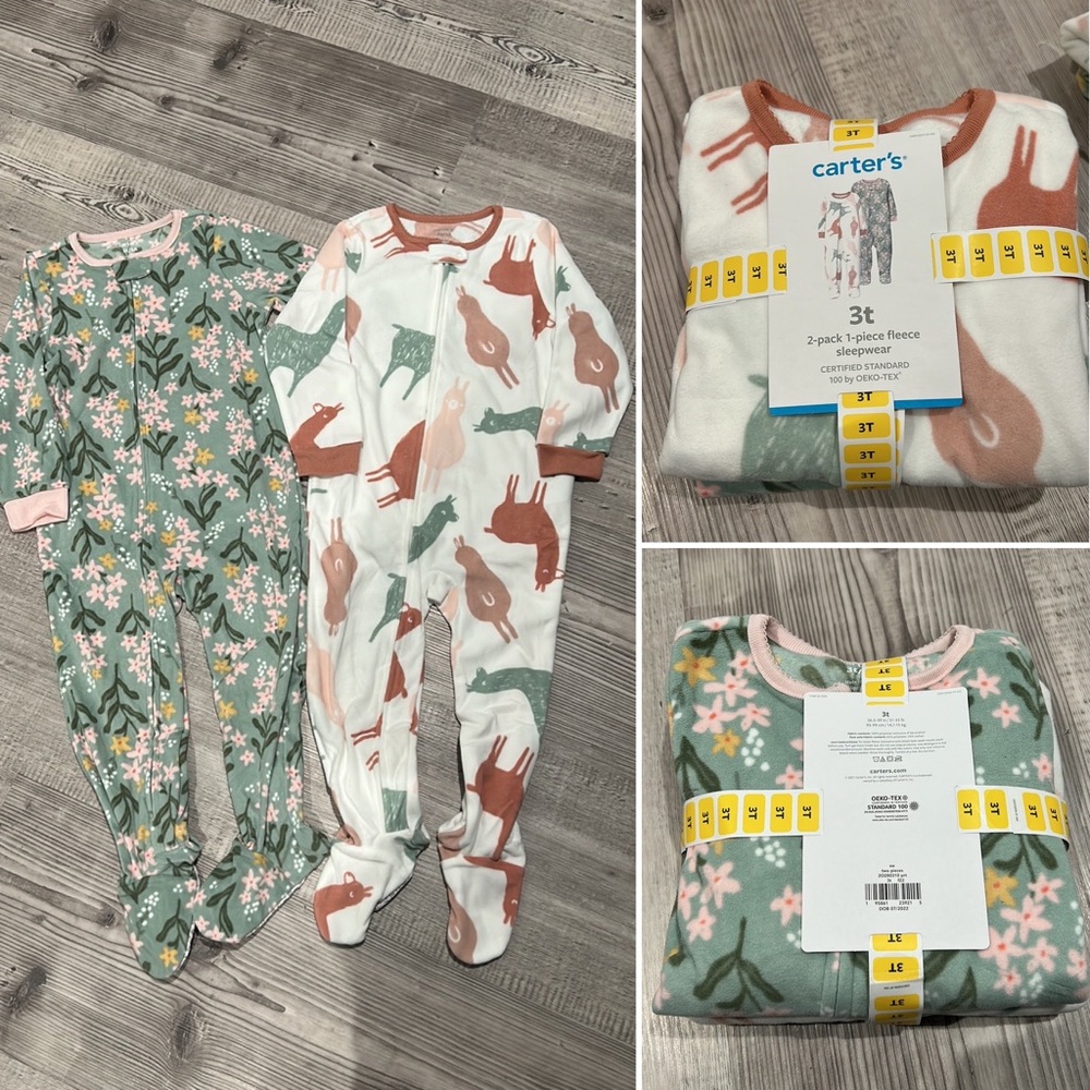 Carters 2-Pack 1-Piece Fleece Llama/Floral Pajamas